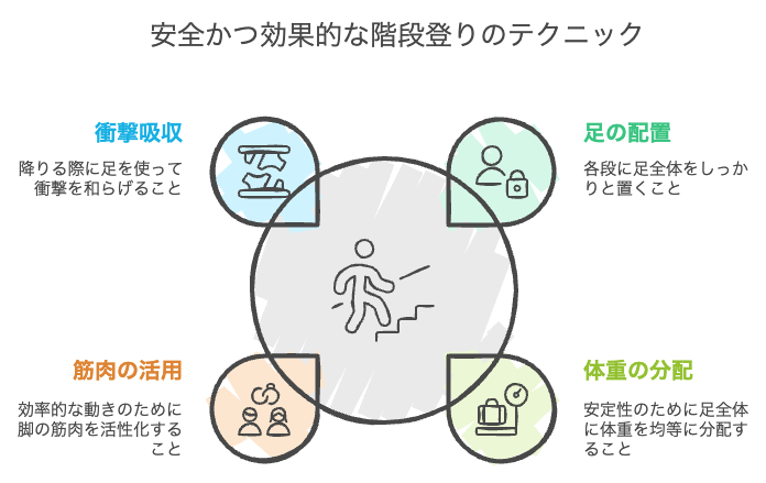 安全かつ効果的な階段登りのテクニック