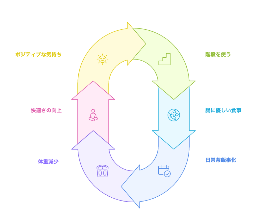 階段と腸の健康のサイクル