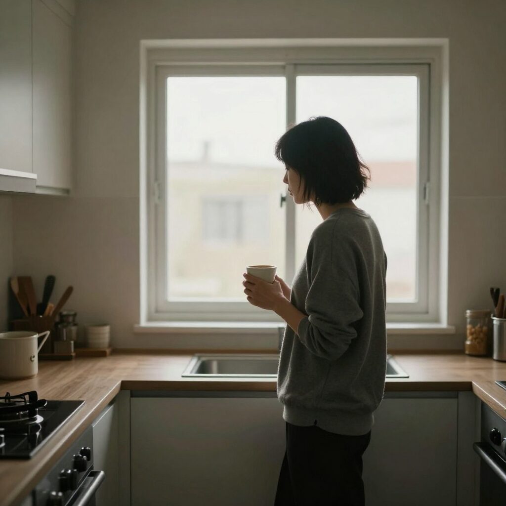 連休明けの朝、リズムが戻らない感覚を表現した一枚