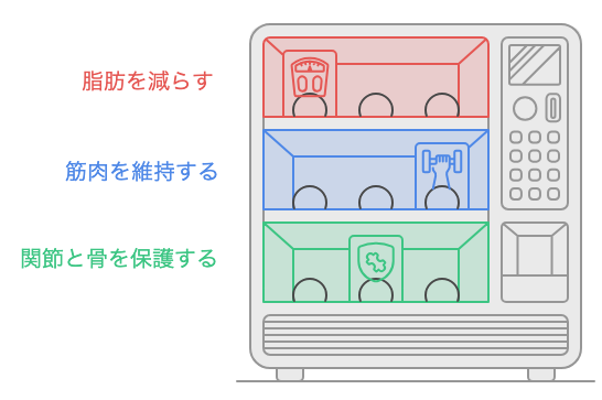 脂肪・筋肉・関節を「戻せるか」で分けた40代の運動設計の図解